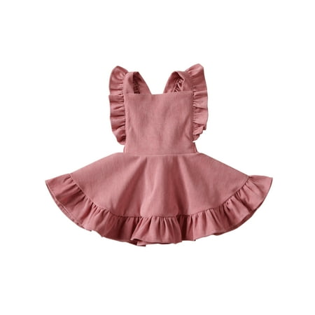 

ZIYIXIN Toddler Baby Girl Suspender Skirt Corduroy Ruffled Strap Overall Dress Fall Winter Outfits Clothes Pink 3-4 Years