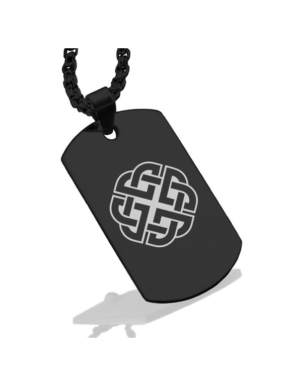 Stainless Steel Celtic Shield Knot Dog Tag Pendant Necklace