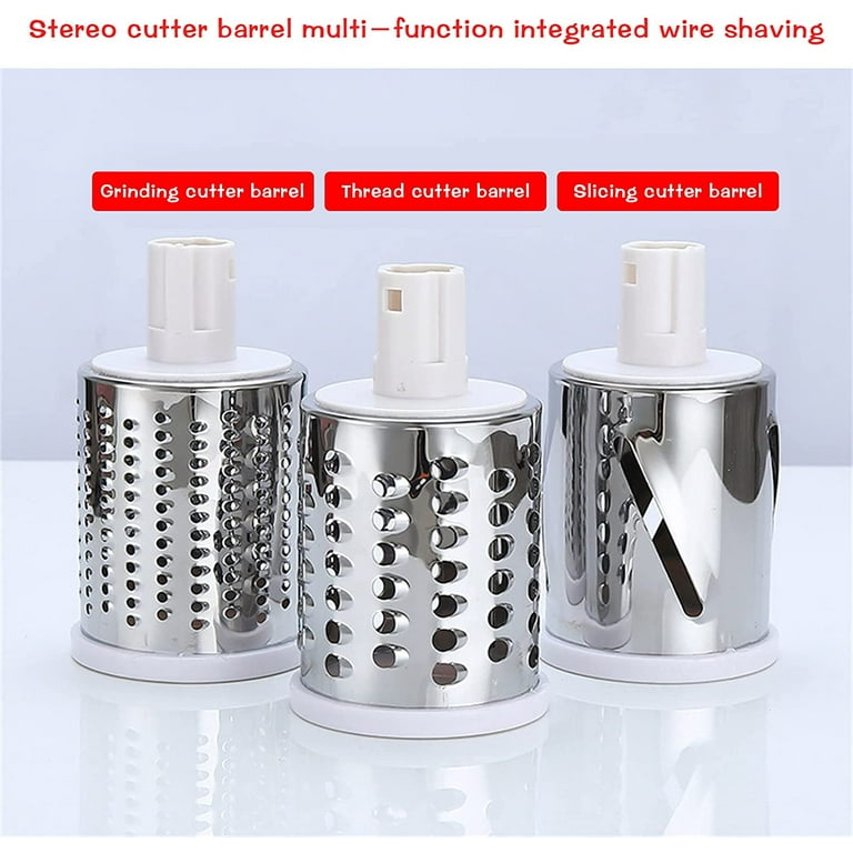 3 in 1 Multi functional Vegetable Cutter & Slicer – Square Drum Vegetable  Chopper with Grinding Cutter, Thread Cutter & Slicing Cutter Barrel -  Vegetable Grater with 3 Removable Blades - Red 