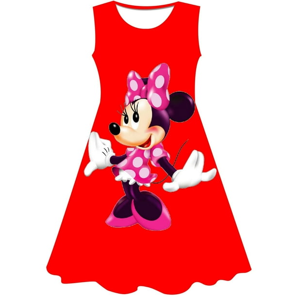 Vestido de verano para niñas 2022 moda Disney Minnie Mickey Mouse dulce vestido de princesa niño bebé niños ropa para niñas 9T Gao Jinjia LED