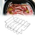 thumbnail image 1 of Barbq Non Stick Rib Rack Stand de asado de acero Soporte de espacio multifuncional para ahorro de espacio para fiestas Accesorio liviano 26x31.5x7.3cm, 1 of 8