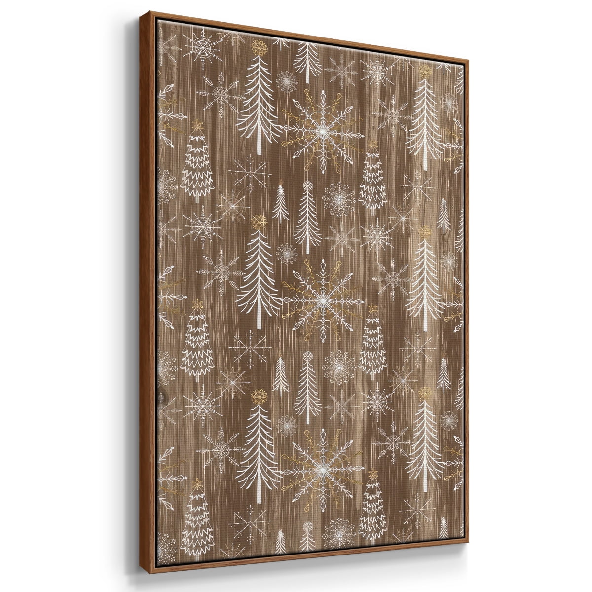 Barnwood Wonderland Collection E - Framed Gallery Wrapped Holiday Canvas - 25 x 37 - Rosewood Frame