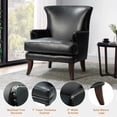 thumbnail image 6 of Vegan Leather Black Accent Chair Modern Upholstered Lounge Armchair Home Living Room, 6 of 7