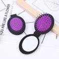 thumbnail image 2 of Juego de 2 cepillos de viaje TUNC mini con espejo plegable fucsia azul, 2 of 5