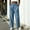 Light Blue, variant on XPMWRP Women Elastic High Waist Big Patch Pocket Denim Wide Leg Pants Front Split Ankle Loose Lightweight Jeans Casual Walking Vacation Trousers Khaki XXXL