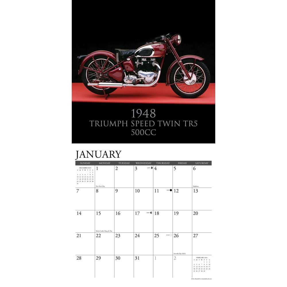 Classic Motorcycles 2024 12 X 12 Wall Calendar (Other