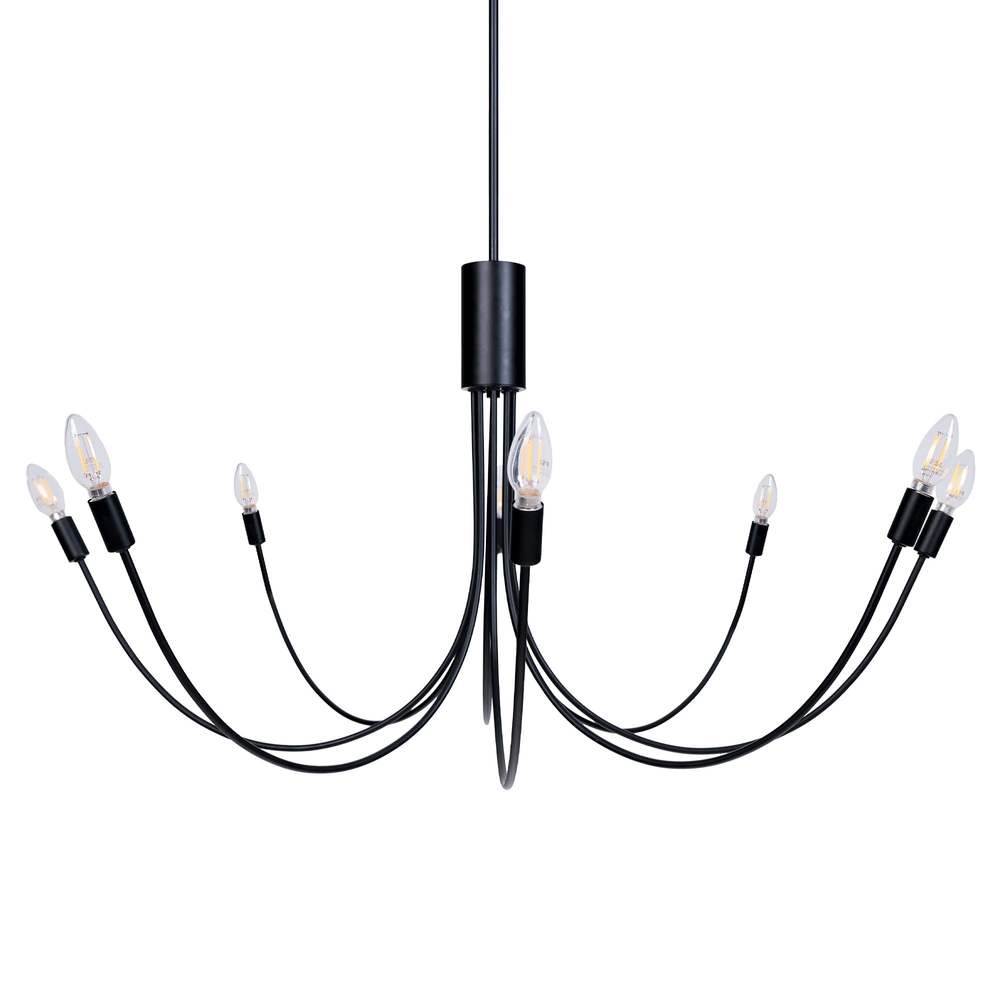 LNC Dolohovstrout 8 -Light Matte Black Bare bulb Metal Chandelier