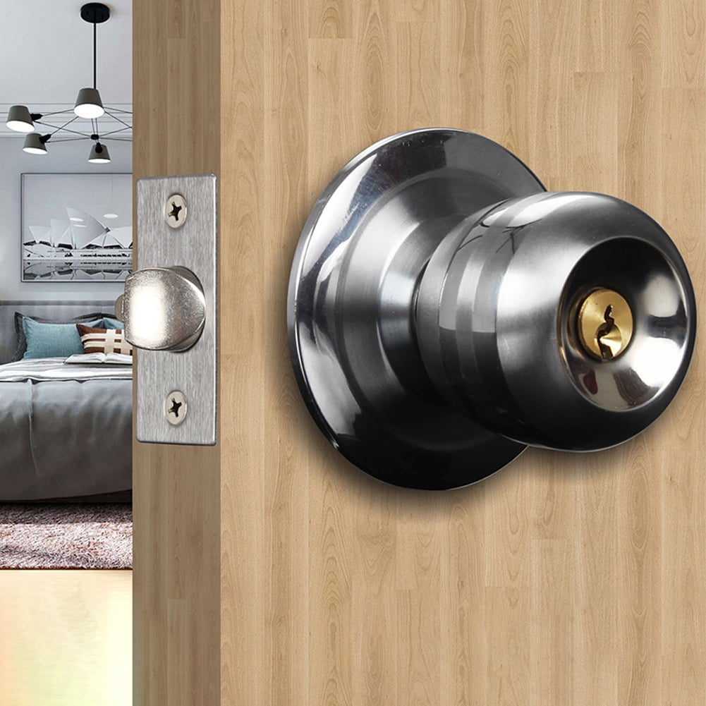 Ball Door Knob With Lock Door Handle Lock Stainless Steel Interior And Exterior Door Lock For Indoor Doors Bedroom Bathroom