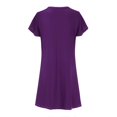 thumbnail image 5 of IDALL Summer Dresses,Petite Dresses Womens es Ruffle Short Sleeve Casual Beach Tshirt Dress Round Neck Loose Swing Sundress With Pockets Elegant Dresses,Modest Dresses,Womens Dresses Purple Dress 3XL, 5 of 8