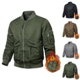 thumbnail image 5 of WREESH Fashion Winter Jacket Men'S Casual Solid Color Pockets Zipper Long Sleeve Outwear Coat Olive Green, 5 of 5