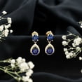 thumbnail image 4 of Rosec Jewels Certified Lab Grown Blue Sapphire Drop Earrings for Women - Teardrop Earrings - AAAA Quality - with Jewelry Box, 18K Yellow Gold, 4 of 7