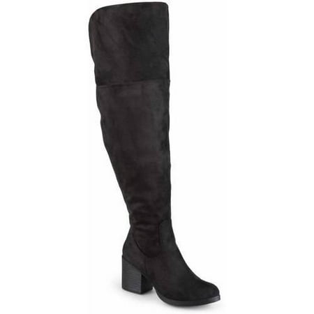 Women's Round Toe Faux Suede Tall Wide Calf Boots
