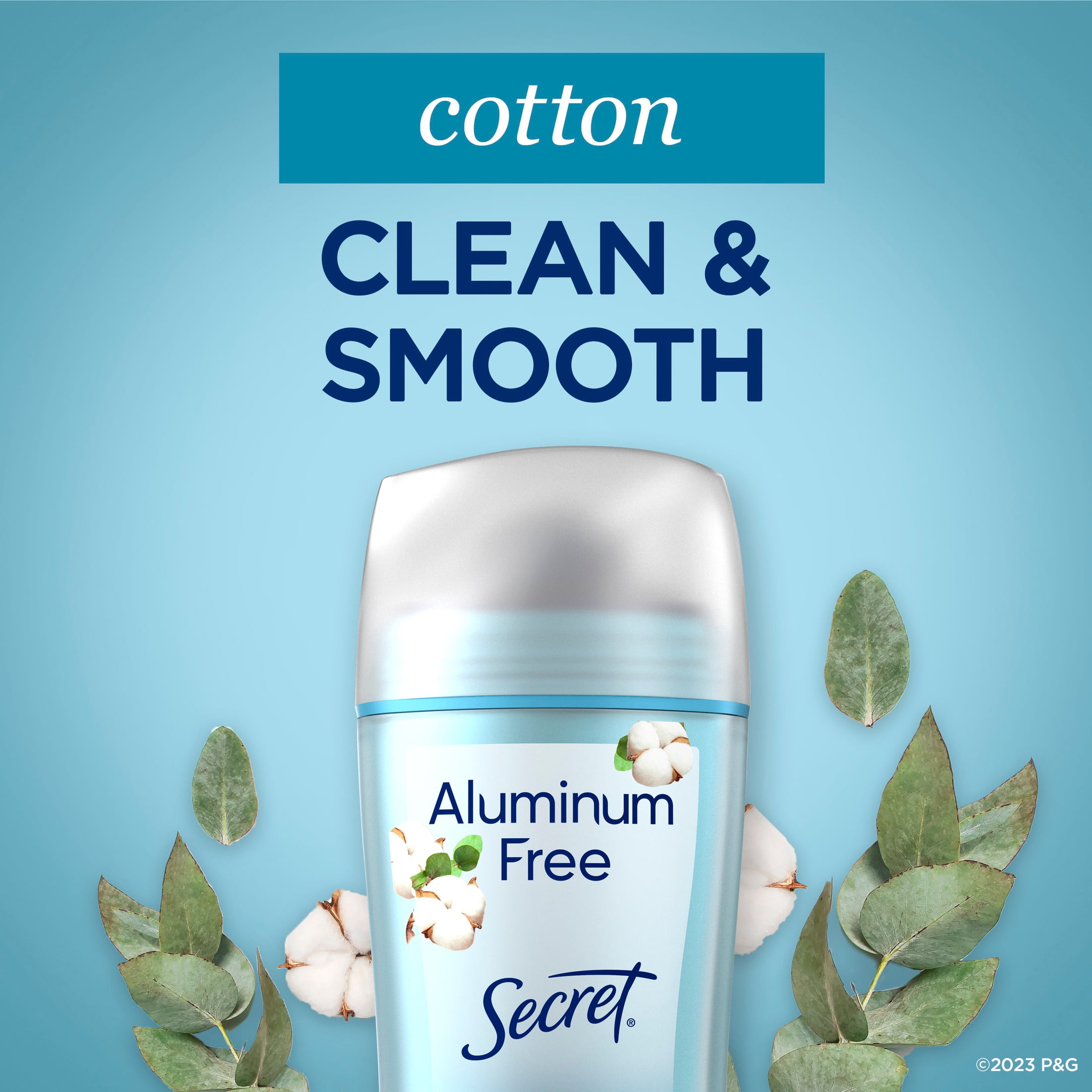 (3 pack) Secret Aluminum Free Women's Deodorant Solid, Cotton, 2.4 oz