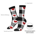 thumbnail image 4 of Vsdgher Heart Black Buffalo Plaid Gingham Crew Socks for Men & Women, Breathable Casual Athletic Ankle Socks, 4 of 6