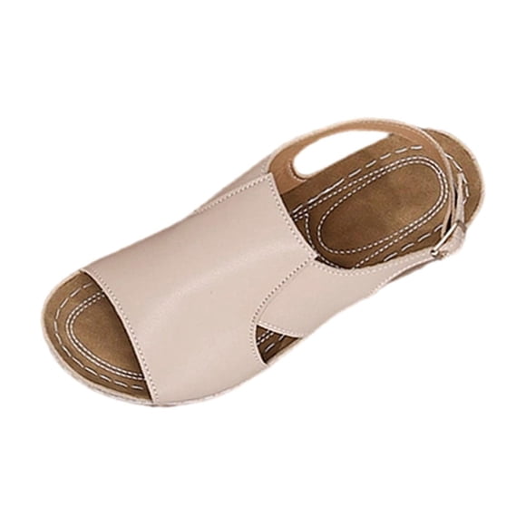 Fuwddey Sandales Espadrilles pour Femmes à la Mode Décontractées Printemps et Été Polyvalentes Grande Taille Sandales Compensées de Plage Couleur Unie à Bout Ouvert