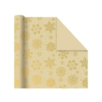 YIKA Christmas Wrapping Paper Gold Foil Kraft Gift Wrap Holiday Packaging Paper With Santa Snowflake Gift Print For Christmas Presents