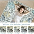 thumbnail image 3 of Memoryfield Machine Washable Area Rug 9' x 12', Non-Slip Backing, Soft Stain Resistant and Low Pile Faux Wool Accent Carpet, Vintage Printed Rugs for Living Room, Bedroom, Blue, 3 of 7