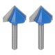thumbnail image 1 of 2 piezas de broca de router 1/4" vástago 1" diámetro 90 grados tipo V fresadora trimmer de borde de carburo, azul, 1 of 5