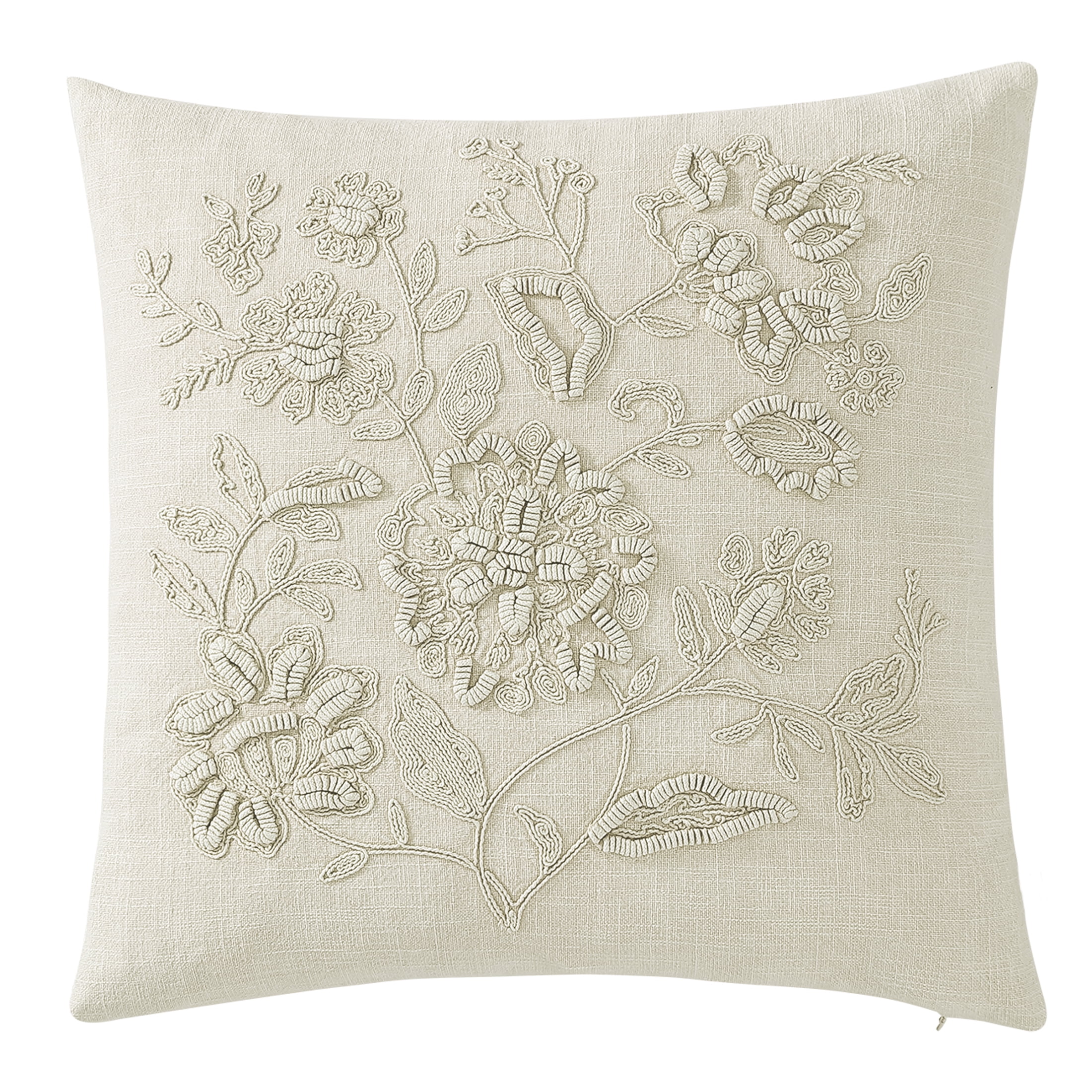 Better Homes & Gardens, Ivory Tonal Floral Decorative Pillow, Square