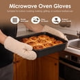 thumbnail image 3 of 4-Pcs Cotton Oven Mitts and Pot Holder Sets, 12 Inch Heat Resistant 500°F Kitchen Mittens for Baking,Beige, 3 of 8