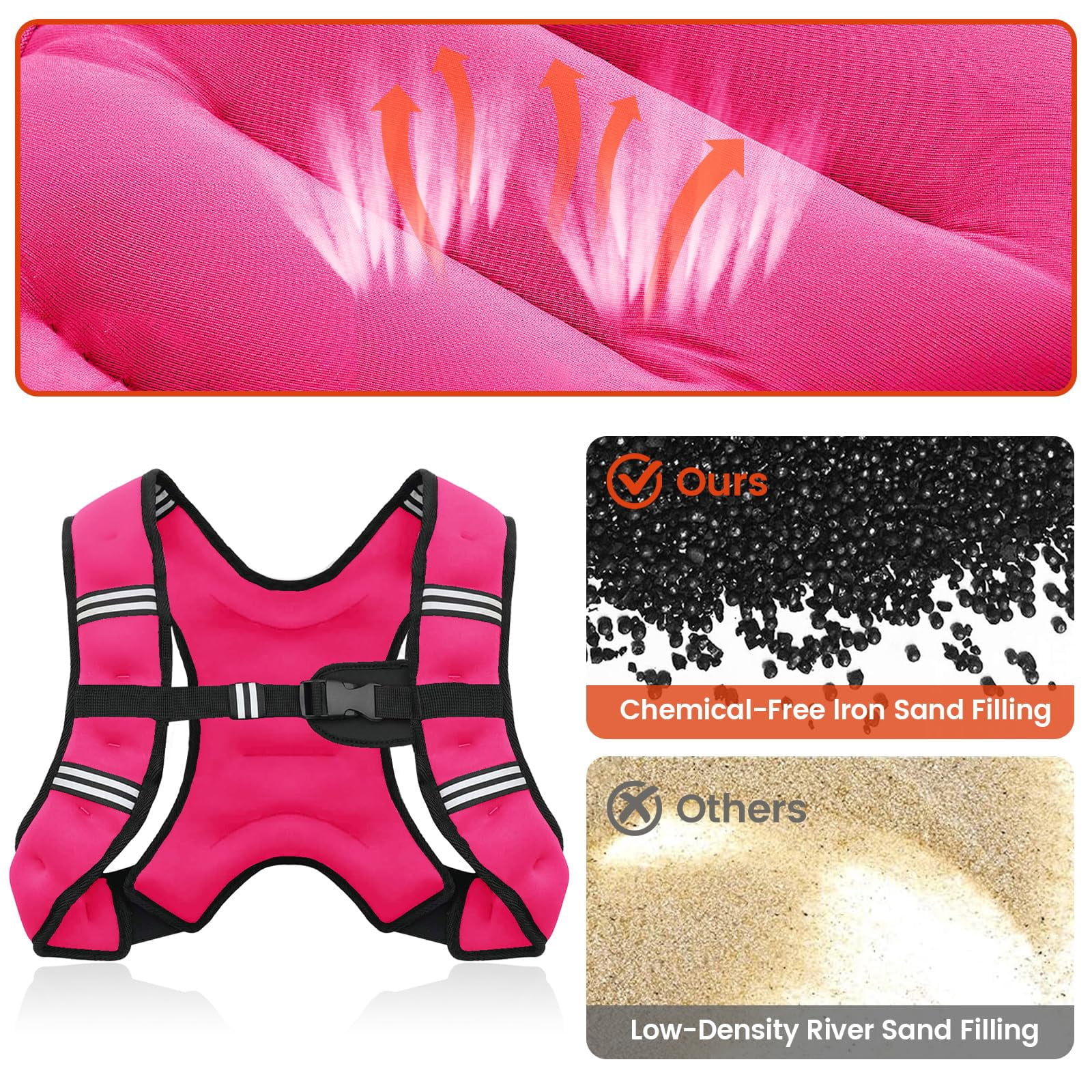Pink 8 Lb Weighted Vest for Strength Running Workout Jogging Walking