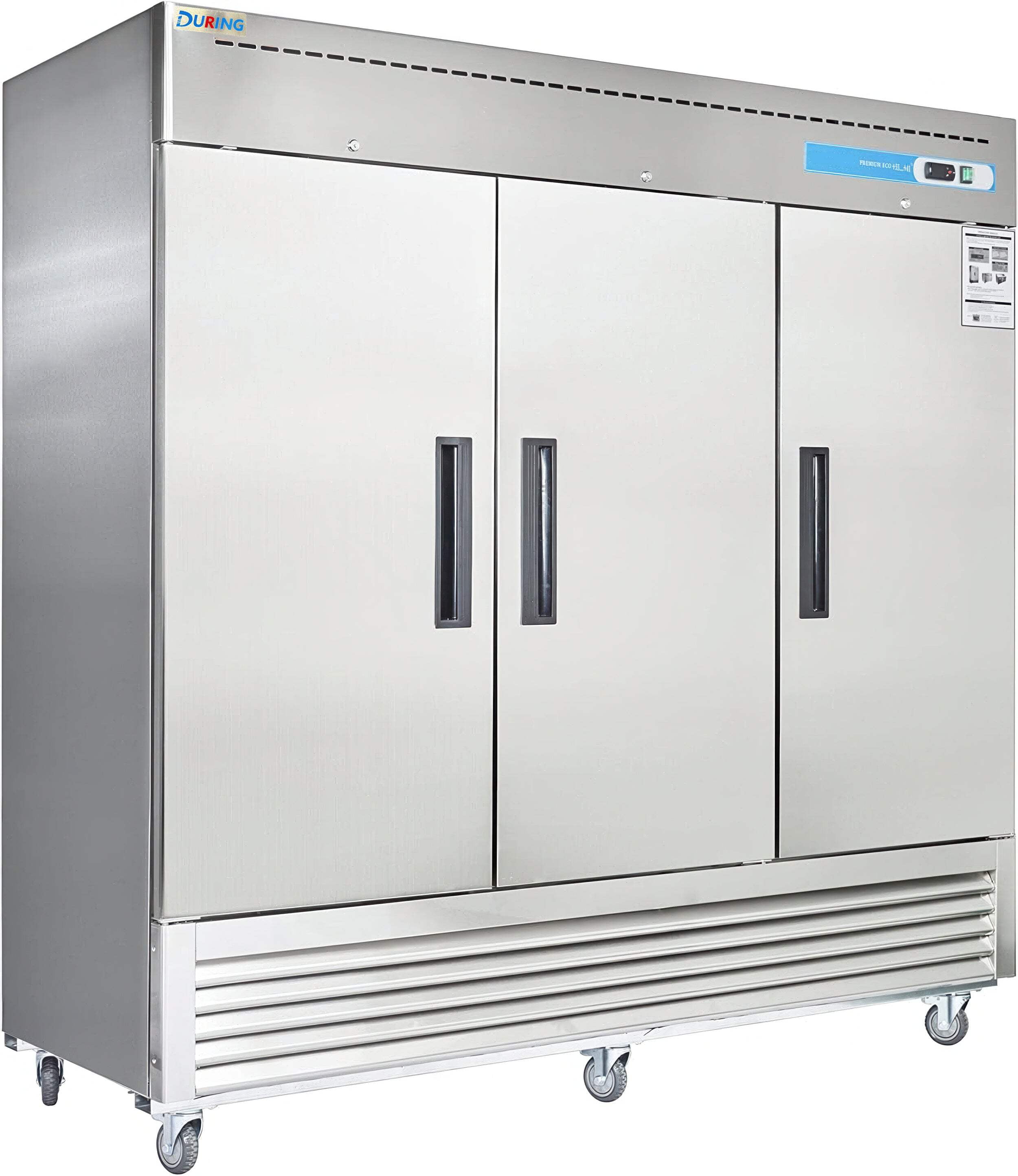 DURING D-K-72RF 72" Commercial Refrigerator Freezer Combo, 3-Door Solid Door Reach-In, 54 Cu.ft Upright Fridge Freezer