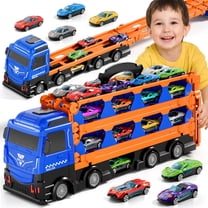 Garbo Star Truck Toys for Kids Boys, 24 Pcs Die-Cast Car Set with Race Track & Car Launcher, Boys Toys Ages 3-6
