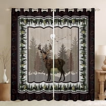 jejeloiu Wildlife Deer Animals Black Out Curtains,Rustic Farmhouse Cabin Curtains Pack of 2 (42x63 Each),Kawaii Pine Cone Bedroom Curtains For Girls Boys,Ultra Soft Home Decor