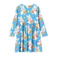 thumbnail image 5 of Xdegoge Classic Kids Girls Easter Dress Cute Bunny Egg Graphic Printed Tween Summer Sundress Knee Length Swing Long Sleeve Spring Holiday Event Outfit Casual Daily Play Wear for Teen, 5 of 7