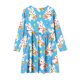 thumbnail image 4 of Vestido de manga larga con cuello redondo para niñas, vestido elástico de manga larga, corte A, estilo patinador con volantes, vestido de recital escolar, vestido de manga larga con cuello redondo par, 4 of 6