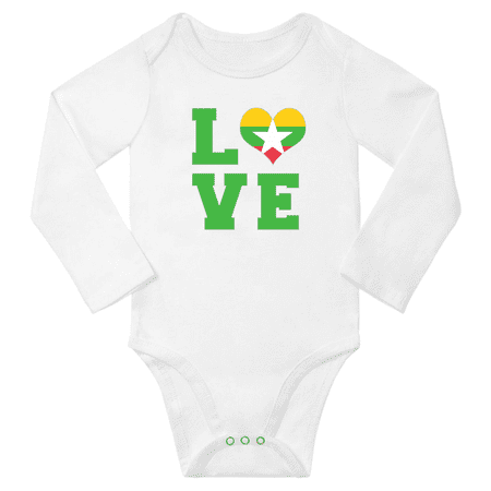 

Love Myanmar Heart Flag Baby Long Slevve Bodysuit (White 3-6 Months)
