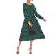 thumbnail image 5 of VISgogo Vestido casual de primavera para mujer, vestido midi de ajuste regular con cuello redondo y manga larga con estampado de lunares VISgogo  moda, 5 of 9