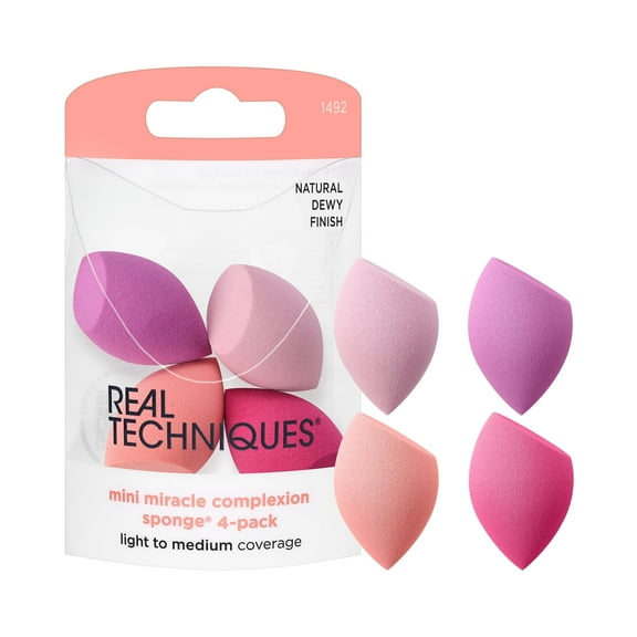 Real Techniques Mini Miracle Complexion Sponges, for Liquid Foundation, 4 Count