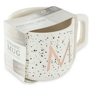 (4 pack) Thyme & Table 13.5 fl oz Monogram M White Speckled Stoneware Mug