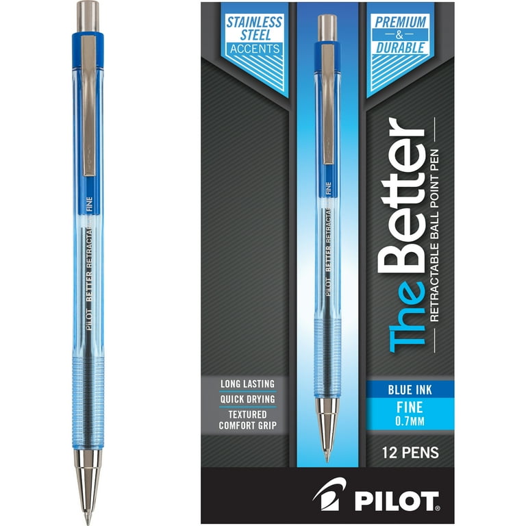 PILOT BP-145 Medium Retractable Ballpoint Pens Blue 12 Pack