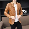 thumbnail image 4 of Chaqueta para hombre, trajes y blazers negros recortados para hombre, abrigos cortos de cuero, diseñador de lujo, elegante, de alta calidad, novedad vintage 2024, 4 of 5