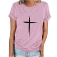 thumbnail image 1 of Camiseta Casual de Manga Corta de Cuello Redondo Impresa para las Mujeres, 95% Poliéster 5% Spandex Vintage Top Ligero para Diario, Fiesta Y Primavera Verano, 1 of 4