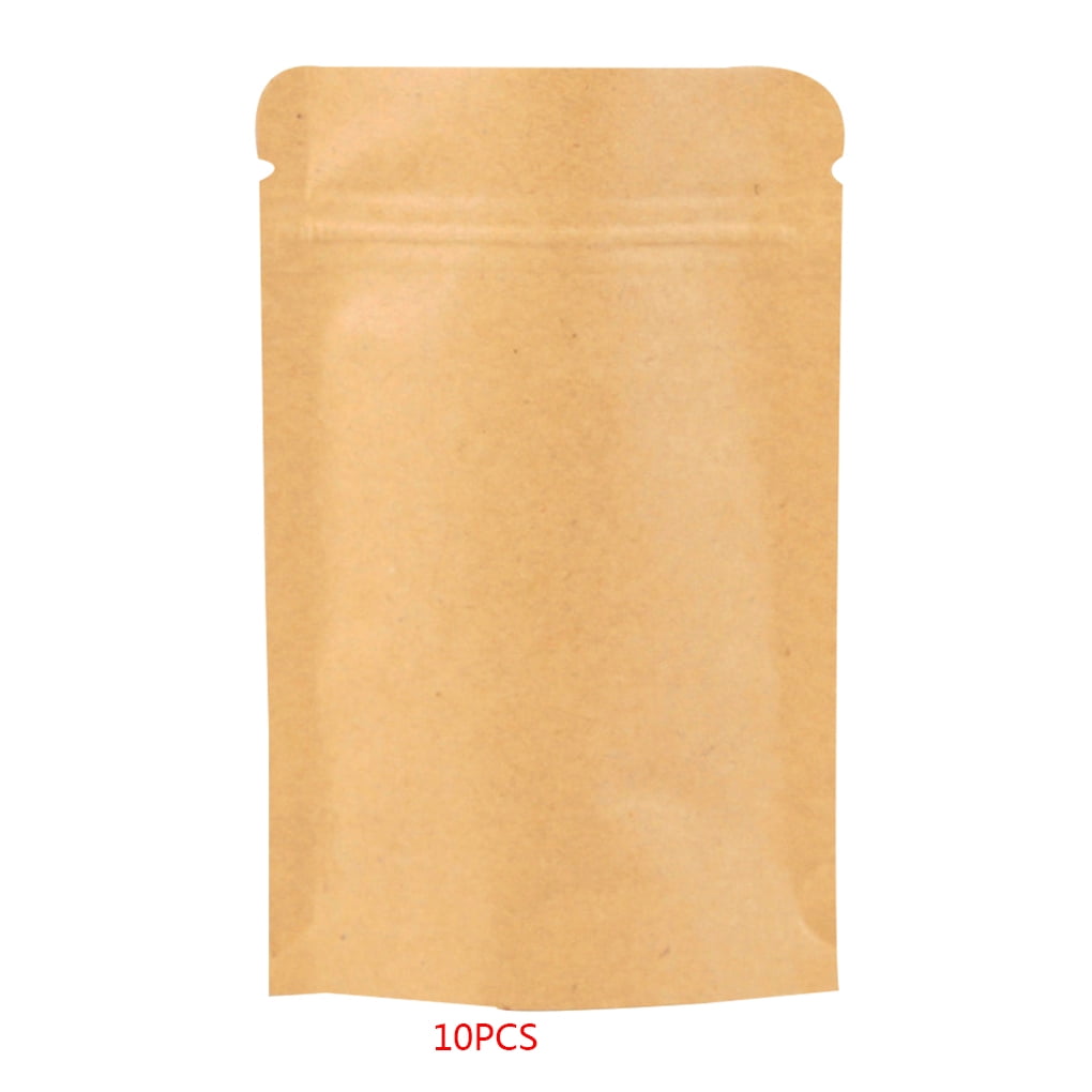 Brown Stand Up Kraft Paper Bag with Window Zip Lock Grip Seal Food Snack Pouch 