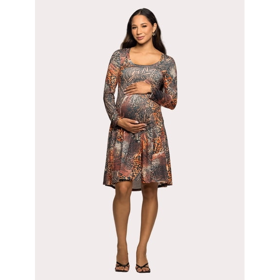 Maternity Animal Knee Length Skater Dress