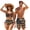Brown American Flag, variant on Couples Matching Swimsuits Tropical Palm Tree Beer Women's Bikini Sets High Waisted Men's Swim Trunks with Pocket Bathing Suit Hawaii Couples Swimwear Matching Bathing Suits