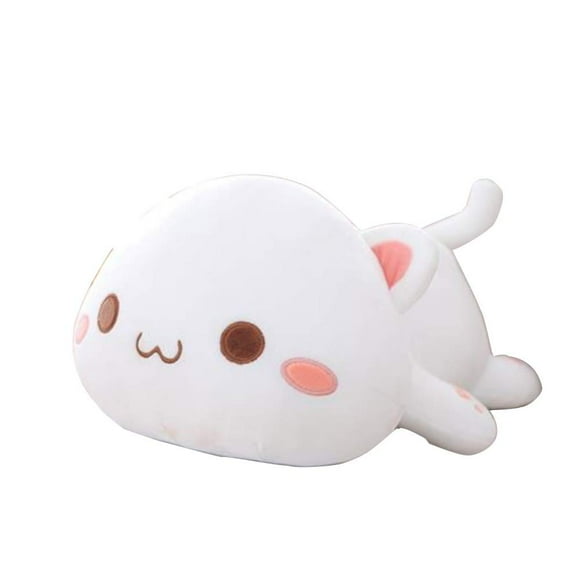 Cute Kitten Plush Toy Stuffed Animal Pet Kitty Soft Anime Cat Plush Pillow, Plush Cat Doll Soft Stuffed Kitten Pillow Doll Toyfor Kids (White)