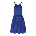 thumbnail image 4 of IROINNID Women's Summer Casual Neck Dress Sleeveless Belted Swing Pleated Cocktail Party Beach Mini Dresses A-Line Solid Color Dress, 4 of 8