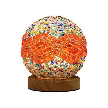 

HANUUAZ Household Supplies Glass Night Light Table Lamp Wooden Base Decorative Led Egg Shaped Desk Lamp USB Power Supply Home Decor Night Light for Living Bedroom Room (F)