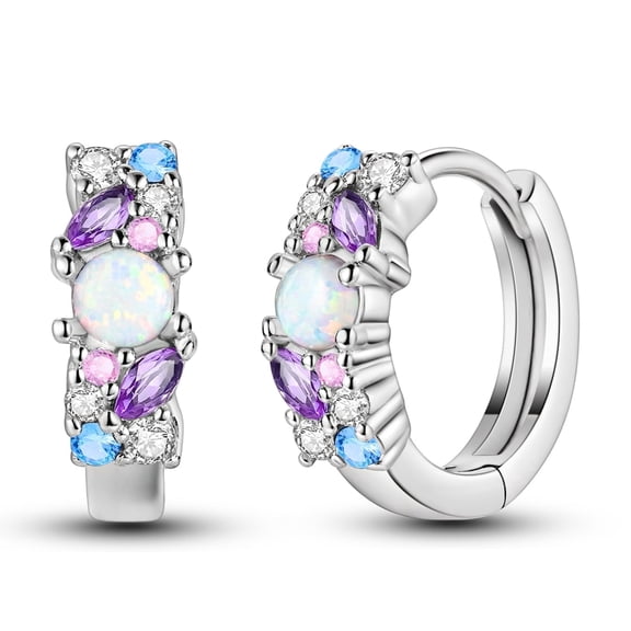 MULA Sparkling 925 Sterling Silver Hoop Earrings AAA CZ Opal for Women Jewelry Gift