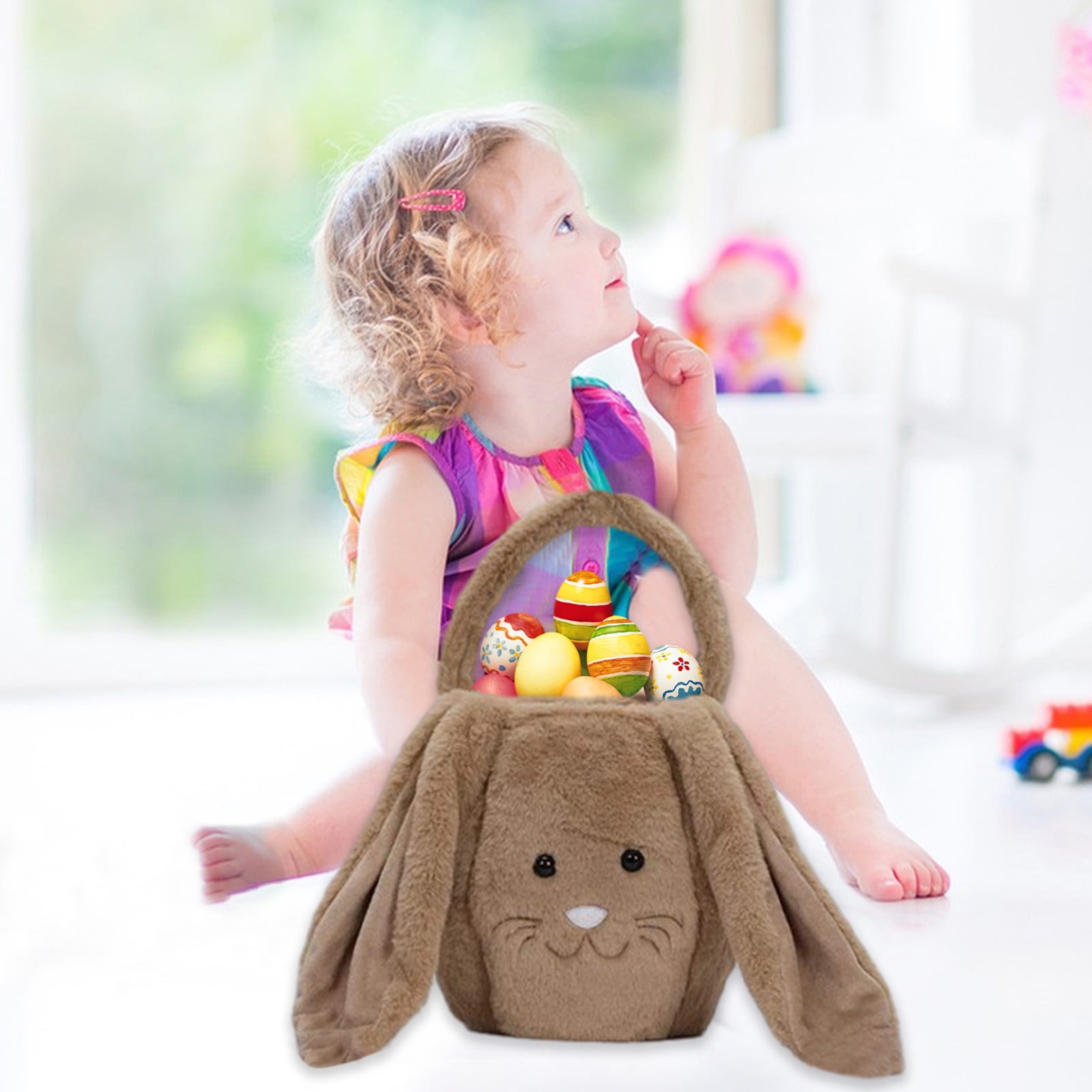 VibHome Easter Baskets Bags for Kids Gift Happy Easter Bunny Long Ears Bags Easter Basket Buckets Easter Tote Bags Children Gift Storage Handbag on Clearance!