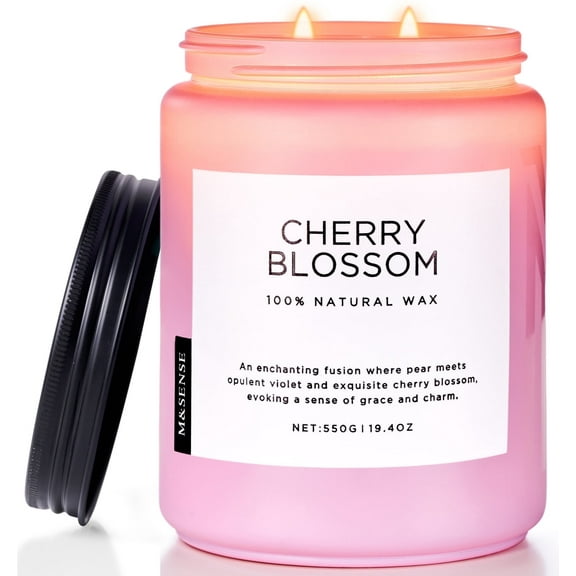 M&SENSE Strawberry Ice Cream Scented Candle, 19.4oz Soy Jar Candles for Home, Large 2 Wick, Up to 110 Hours Burn time, Natural Organic Fragrance