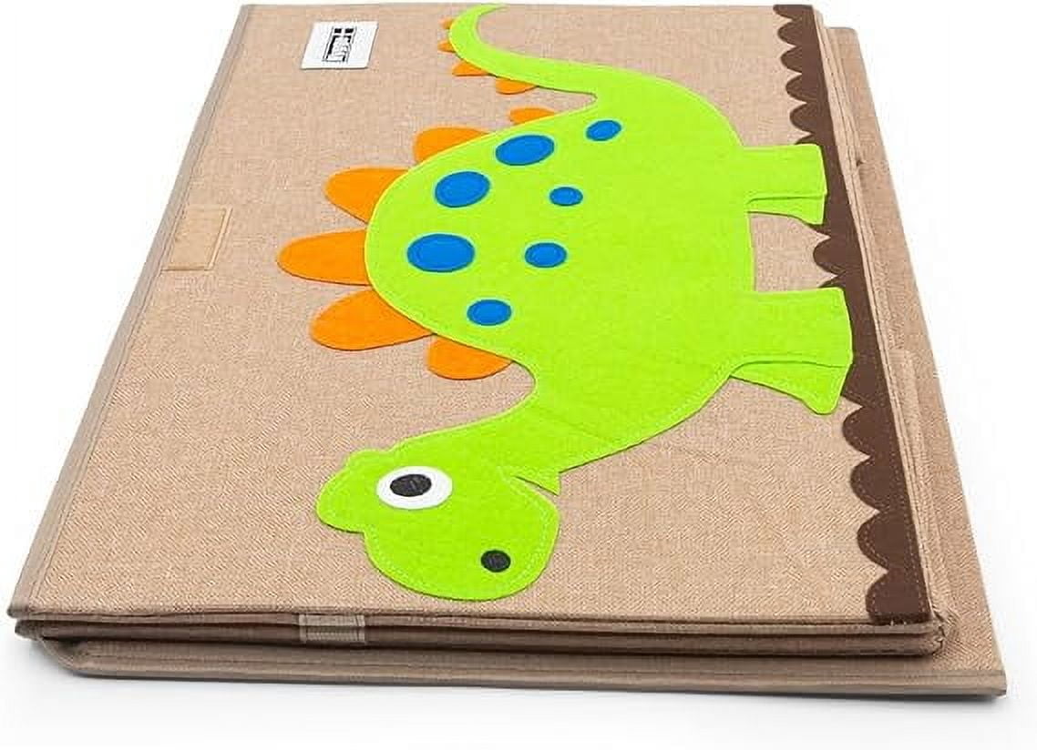 HYGGE + Animial Toy Storage Bin with Lid 20.8" x 13" x 13" Durable fabric & lightweight design. Great for storing toys, books, linens, games, clothing, baby products & more! (Dinosaur)