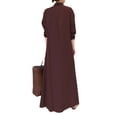 thumbnail image 6 of ZANZEA Women Casual Solid Button Down Long Sleeve Split Hem Maxi Dress, 6 of 10