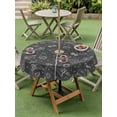 thumbnail image 4 of Outdoor Tablecloth with Umbrella Hole for Patio/Picnic/Party/Camping, Grey Cartoon Space Waterproof Table Cloth Round Cover Washable, Star Spacecraft Rocket Meteorite (Dia 60"), 4 of 8