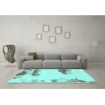 thumbnail image 3 of Ahgly Company Machine Washable Indoor Square Abstract Turquoise Blue Modern Area Rugs, 8' Square, 3 of 4